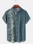 Urlaub Stil Hawaii Serie Schildkröte Korallenfarbe Element Muster Revers Kurzarm Brusttasche Bluse Print Oberteile