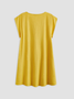 Gelb Flügelärmel Baumwolle Leinen Normal Kleid