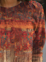 Lässig Ethnisch Geblümt Entwurf Weit Stricken Pullover Sweatshirt