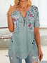 ßverschluss Nagel Schnalle Farbverlauf Blume irregulär Saum Urlaub Oberteile T-Shirt Große Größen Tunika