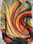 Damen Lässig Farbverlauf Herbst Elasthan Täglich Rundhals H-Linie Mittel Elastizität Regelmäßig Größe Sweatshirts