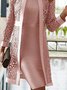 Damen Unifarben Herbst Elegant Mikroelastizität Täglich Fest Langarm der Mantel mit Cami Regelmäßig Größe Zwei Stücke Sets