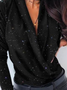 Polka Dots Herbst Urban V-Ausschnitt Regelmäßige Passform Langarm H-Linie Mittel Elastizität Regelmäßig Größe Blusen & Shirts für Damen