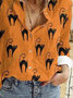 Lässig Herbst Katze Nein Elastizität Täglich Weit H-Linie Hemdkragen Regelmäßig Größe Bluse für Damen