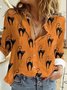 Lässig Herbst Katze Nein Elastizität Täglich Weit H-Linie Hemdkragen Regelmäßig Größe Bluse für Damen