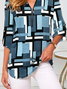 Lässig Kariert Herbst Elasthan V-Ausschnitt Regelmäßige Passform Langarm Regelmäßig Regelmäßig Größe Blusen & Shirts für Damen