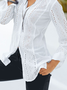 Lässig Unifarben Herbst Polyester Nein Elastizität Täglich Langarm Hemdkragen Regelmäßig Größe Bluse für Damen