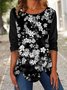 Geometrisch Lässig Herbst Täglich Langarm Rundhals Regelmäßig H-Linie Regelmäßig Größe Blusen & Shirts für Damen