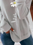 Damen Lässig Geblümt Herbst Elasthan Weit Langarm Regelmäßig Regelmäßig Regelmäßig Größe Sweatshirts