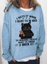 Damen Rundhals Katze Einfach Frühling/Herbst Langarm Sweatshirt