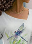 Asymmetrisch Regelmäßige Passform Lässig Libelle T-Shirt