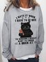 Damen Rundhals Katze Einfach Frühling/Herbst Langarm Sweatshirt