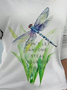 Asymmetrisch Regelmäßige Passform Lässig Libelle T-Shirt