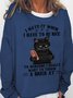 Damen Rundhals Katze Einfach Frühling/Herbst Langarm Sweatshirt