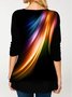Damen Lässig Farbverlauf Muster Herbst Polyester Leicht Regelmäßige Passform Langarm Rundhals X-Linie Blusen & Shirts