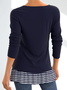 Damen Gestreift Lässig Herbst Polyester Täglich Regelmäßige Passform Langarm Regelmäßig Regelmäßig Blusen & Shirts