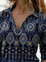 Lässig Ethnisch Herbst Täglich Regelmäßige Passform Langarm Regelmäßig H-Linie Regelmäßig Blusen & Shirts für Damen