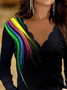 Damen Lässig Farbverlauf Muster Herbst Regelmäßige Passform Jersey Regelmäßig H-Linie Regelmäßig Mittel Elastizität T-Shirt