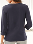 Damen Lässig Farbblock Herbst Polyester V-Ausschnitt Täglich Weit Regelmäßig Regelmäßig Größe T-Shirt