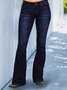Lässig Unifarben Herbst Normal Hoch Elastizität Täglich Weit Denim Lang Jeans für Damen