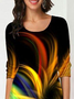 Damen Lässig Farbverlauf Herbst Elasthan Täglich Regelmäßige Passform Mittellang A-Linien Regelmäßig Größe T-Shirt