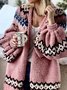 Lässig Ethnisch Winter Mikroelastizität Täglich Weit Wolle/Stricken H-Linie Regelmäßig Größe Pullover Mantel für Damen
