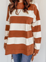 Gestreift Lässig Herbst Täglich Weit Langarm H-Linie Regelmäßig Regelmäßig Größe Sweatshirts für Damen