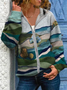 Damen Lässig Herbst Landschaft Gemälde Polyester Kapuze Reißverschluss Normal Weit Regelmäßig Größe Jacke