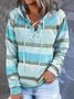 Damen Gestreift Lässig Herbst Kapuze Mikroelastizität Täglich Jersey Regelmäßig Regelmäßig Größe Sweatshirts
