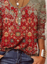 V-Ausschnitt Baumwollmischung Ethnisch Bluse Bedruckenn & Shirt