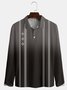 Lässig Kunst Sammlung Farbverlauf Geometrisch Streifen Farbblock Muster Revers Knopf Langarm Bedrucktes Poloshirt