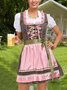 Dirndl Oktoberfest Karree-Ausschnitt Urlaub Kleider mit Blumenmuster