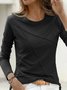Damen Lässig Unifarben Herbst Täglich Jersey Pullover Rundhals Regelmäßig Regelmäßig T-Shirt