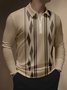 Lässig Kunst Streifen Geometrisch Farbblock Revers Postleitzahl Langarm Bedrucktes Poloshirt