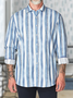 Baumwolle Leinen amerikanisch Lässig Stil Streifen Flachs Langarm Shirts