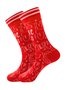 Weihnachten Baumwolle Jacquard Weihnachtsmann, Elch, Schneeflocke Muster Socken, festlich Matching Rot Socken