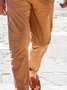 Unifarben Elastische Taille Hose Lässig Bottoms