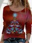 Farbverlauf Weihnachtsbaum Weit Pullover T-Shirt Große Größen