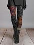 Retro Ethnisch Muster Regelmäßige Passform Leggings