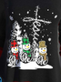 Schwarz Faux Zwei Stücke Weihnachten Schneeflocke T-Shirt