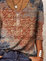 Baumwolle-Gemisch Ethnisch Weit Bluse Bedruckenn & Shirt