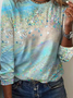 Lässig Farbverlauf Regelmäßige Passform Rundhals T-Bluse Bedrucken