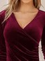 Herbst Winter Damen V-Kragen Überkreuzung Samt Langarm Oberteile T-Shirts