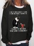 Damen Rundhals Textbriefe Lässig Frühling/Herbst Baumwollmischung Langarm Sweatshirt