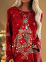 Weihnachten Regelmäßige Passform Lässig Tunika T-Bluse