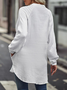 Lässig Weiß Entspannt Einkerbung Kragen Knopf-oben Unifarben Bluse