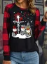 Damen Langarm Bluse Frühling/Herbst Weihnachten Polyester Baumwolle Rundhals Täglich Ausgehen Lässig Oberteile