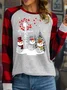 Damen Langarm Bluse Frühling/Herbst Weihnachten Polyester Baumwolle Rundhals Täglich Ausgehen Lässig Oberteile