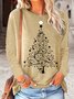 Damen Langarm Bluse Frühling/Herbst Textbriefe Baumwollmischung Rundhals Täglich Ausgehen Lässig Oberteile