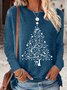 Damen Langarm Bluse Frühling/Herbst Textbriefe Baumwollmischung Rundhals Täglich Ausgehen Lässig Oberteile